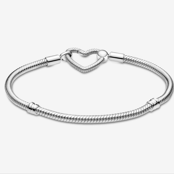 New Original box Pandora Moments Heart Closure Snake Chain Bracelet - Picture 3 of 6
